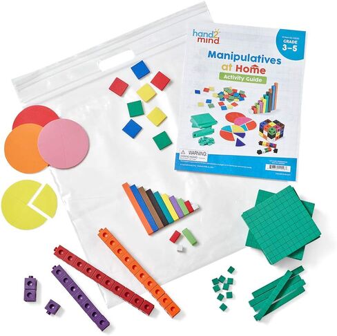 hand2mind - 93539 مجموعة أدوات معالجة الرياضيات للأطفال، مع مكعبات المفاجئة، وكتل القاعدة العشرة، وقضبان المطبخ، ودوائر الزوايا، والبلاط الملون، ومستلزمات المدرسة المنزلية لرياض الأطفال (293 قطعة) in Kuwait