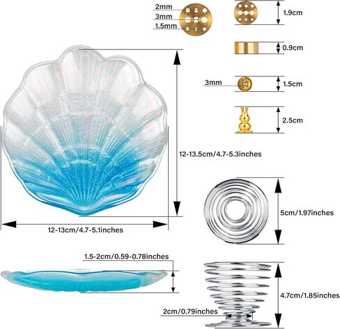 حامل بخور ZenBless 5 في 1، حامل بالو سانتو، موقد حكيم، حامل بخور لعصي البخور / البخور الملفوف / مخاريط البخور، 5.3 بوصة غلاف زجاجي لرماد الماسك لغرفة اليوغا التأمل (أزرق) in Kuwait