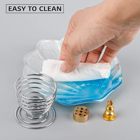 حامل بخور ZenBless 5 في 1، حامل بالو سانتو، موقد حكيم، حامل بخور لعصي البخور / البخور الملفوف / مخاريط البخور، 5.3 بوصة غلاف زجاجي لرماد الماسك لغرفة اليوغا التأمل (أزرق) in Kuwait