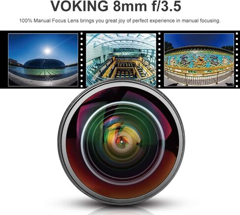 Voking 8mm f3.5 Ultra Wide Angle Manual Focus Rectangle Fisheye Lens for Fujifilm X Mount Camera X-Pro2 X-E3 X-T1 X-T2 X-T3 X-T4 X-T10 X-T20 X-A2 X-E2 X-T100 X-E1 X30 X70 X-M1 X-A1 X-T200 XPro1 X-S10 in Kuwait