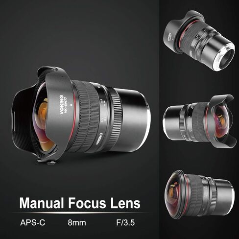 Voking 8mm f3.5 Ultra Wide Angle Manual Focus Rectangle Fisheye Lens for Fujifilm X Mount Camera X-Pro2 X-E3 X-T1 X-T2 X-T3 X-T4 X-T10 X-T20 X-A2 X-E2 X-T100 X-E1 X30 X70 X-M1 X-A1 X-T200 XPro1 X-S10 in Kuwait