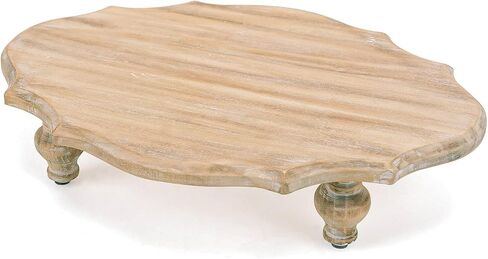 NIKKY HOME Farmhouse Wood Riser Decorative Tray, Rustic Wooden Pedestal Display Stand, Centerpiece Decor for Coffee Bar Table, Kitchen Counter, Dining Room in Saudi Arabia