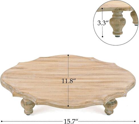NIKKY HOME Farmhouse Wood Riser Decorative Tray, Rustic Wooden Pedestal Display Stand, Centerpiece Decor for Coffee Bar Table, Kitchen Counter, Dining Room in Saudi Arabia
