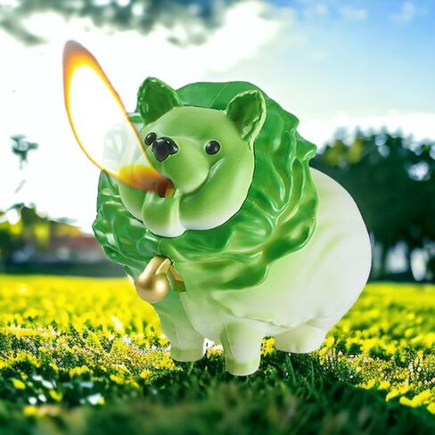 Creative Jade Cabbage Dog Lighter, Fun Cartoon Lighter Ornament, Jet Flame Torch Lighter, Adjustable Soft Flame Lighter, Windproof Butane Lighter, Gift for Men (Gasless) - Green in Saudi Arabia