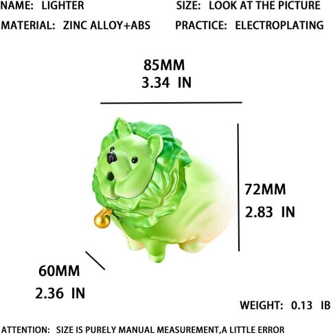 Creative Jade Cabbage Dog Lighter, Fun Cartoon Lighter Ornament, Jet Flame Torch Lighter, Adjustable Soft Flame Lighter, Windproof Butane Lighter, Gift for Men (Gasless) - Green in Saudi Arabia