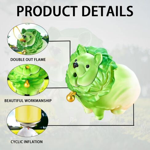 Creative Jade Cabbage Dog Lighter, Fun Cartoon Lighter Ornament, Jet Flame Torch Lighter, Adjustable Soft Flame Lighter, Windproof Butane Lighter, Gift for Men (Gasless) - Green in Saudi Arabia
