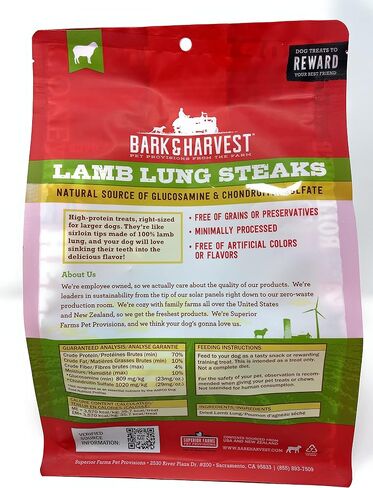 Superior Farms Pet Provisions Lamb Lung Dog Treats | All Natural Dog Snacks from Our Farms | Real Protein Dog Chews | 100% Lamb. (Lung Steaks (12 oz.)) in Saudi Arabia