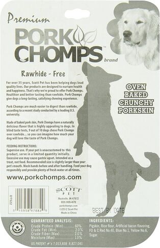 Pork Chomps Dog Chews, 4-inch Crunchy Bones, Bacon Flavor, 2 Count in Kuwait