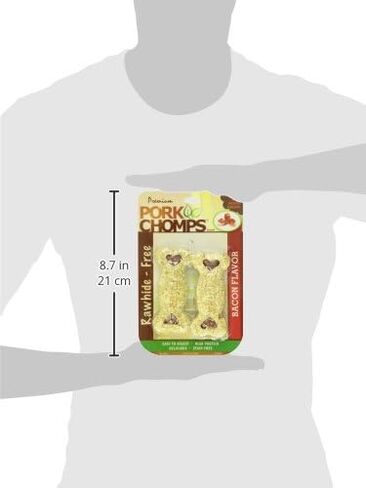 Pork Chomps Dog Chews, 4-inch Crunchy Bones, Bacon Flavor, 2 Count in Kuwait