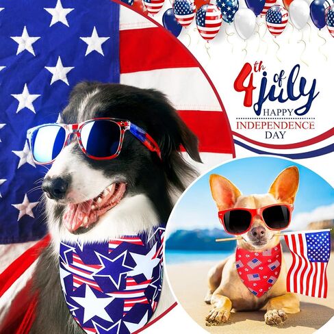 Loopeer 30 Pcs 4th of July Dog Bandanas Bulk for Dogs Memorial Day Dog Bandanas Gifts Independence Day Patriotic Star Bandanas National Flag Star Pet Scarf Adjustable Washable for Pets Cats Dogs in Saudi Arabia
