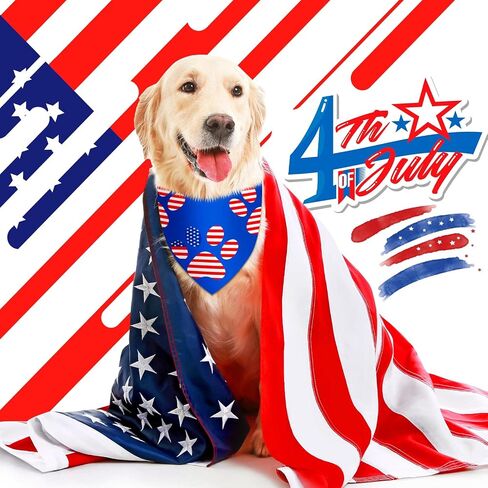 Loopeer 30 Pcs 4th of July Dog Bandanas Bulk for Dogs Memorial Day Dog Bandanas Gifts Independence Day Patriotic Star Bandanas National Flag Star Pet Scarf Adjustable Washable for Pets Cats Dogs in Saudi Arabia