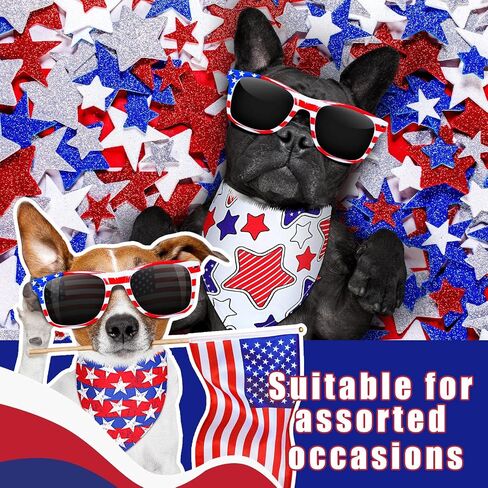 Loopeer 30 Pcs 4th of July Dog Bandanas Bulk for Dogs Memorial Day Dog Bandanas Gifts Independence Day Patriotic Star Bandanas National Flag Star Pet Scarf Adjustable Washable for Pets Cats Dogs in Saudi Arabia