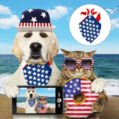 Loopeer 30 Pcs 4th of July Dog Bandanas Bulk for Dogs Memorial Day Dog Bandanas Gifts Independence Day Patriotic Star Bandanas National Flag Star Pet Scarf Adjustable Washable for Pets Cats Dogs in Saudi Arabia