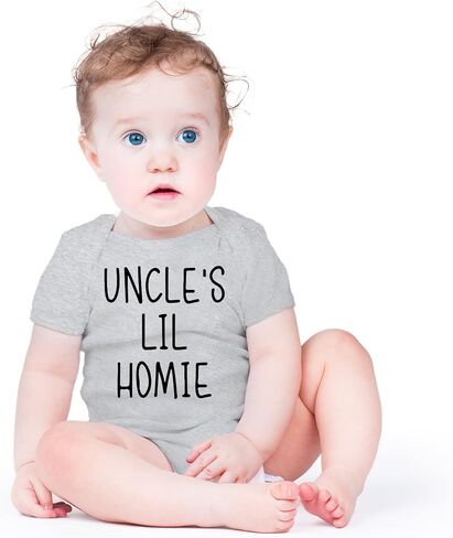 AW Fashions Uncle’s Lil Homie Baby Bodysuit Funny Cute Newborn Romper Adorable Clothing Unisex Girls Boys in Kuwait