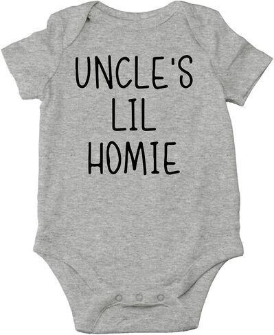 AW Fashions Uncle’s Lil Homie Baby Bodysuit Funny Cute Newborn Romper Adorable Clothing Unisex Girls Boys in Kuwait