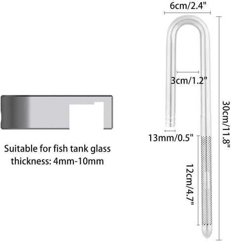 أنبوب تدفق حوض السمك MiOYOOW، أنبوب مياه زنبق من الفولاذ المقاوم للصدأ 304 مع مشبك تثبيت من سبائك الألومنيوم لحوض الأسماك (12/16 مم) in Kuwait