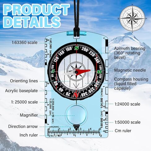 Geiserailie 20 Pcs Acrylic Orienteering Compass, Navigation Backpacking Compass Boy Scout Compass Hiking Compass Map Reading Compass for Navigation Orienteering and Survival Outdoor Camping, Blue in Saudi Arabia