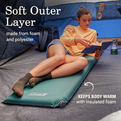 Coleman Silver Springs Self-Inflating Camping Sleep Pad​, Lightweight Camp Pad with Insulated Foam and Durable Coating, Comfortable Sleeping Pad with Easy Inflation in Saudi Arabia