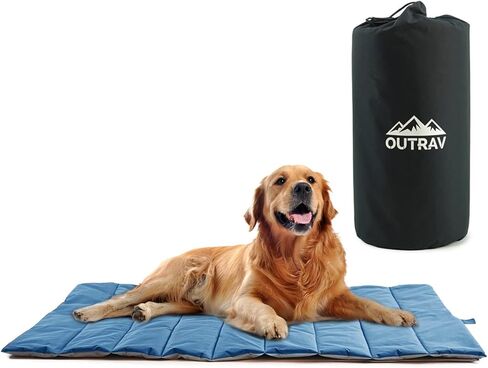 Waterproof Indoor Outdoor Dog Mat with Carry Bag, Washable Lightweight 43" x 26" Portable Travel Pad for Pet – Durable, Plush, Thick, Heavy Duty Floor or Crate Cushion for Sleeping Inside, Outside in Kuwait