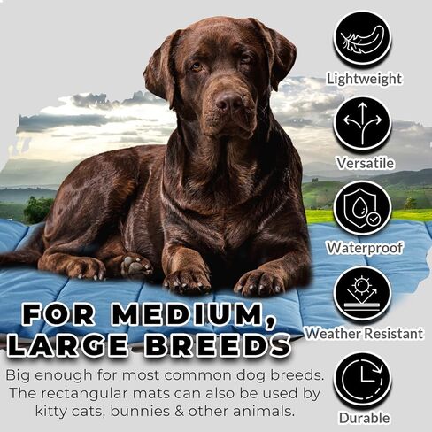 Waterproof Indoor Outdoor Dog Mat with Carry Bag, Washable Lightweight 43" x 26" Portable Travel Pad for Pet – Durable, Plush, Thick, Heavy Duty Floor or Crate Cushion for Sleeping Inside, Outside in Kuwait