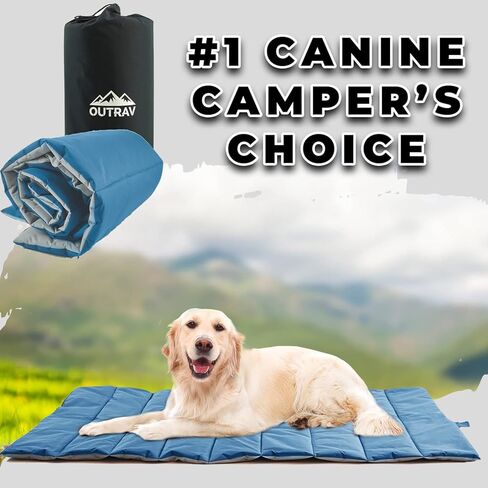 Waterproof Indoor Outdoor Dog Mat with Carry Bag, Washable Lightweight 43" x 26" Portable Travel Pad for Pet – Durable, Plush, Thick, Heavy Duty Floor or Crate Cushion for Sleeping Inside, Outside in Kuwait