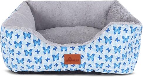 IEUUMLER Dog Beds for Medium Small Dogs, Cuddler Soft Dog Sofa Bed, Calming Rectangle Sleeping Beds for Indoor Cat & Puppy with Anti-Slip Bottom EU006 (Blue Butterfly, M) in Kuwait