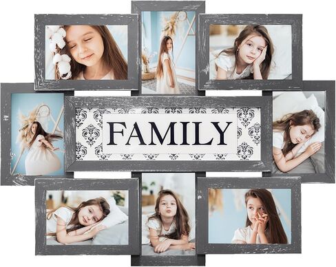 HELLO LAURA - إطارات الصور العائلية لديكور الحائط الكولاج 8 إطارات صور مجمعة للجدار مقاس 4×6 إطار صورة مجمعة إطار معرض للتعليق على الحائط لغرفة المعيشة وغرفة النوم - رمادي in Kuwait