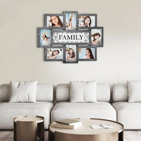 HELLO LAURA - إطارات الصور العائلية لديكور الحائط الكولاج 8 إطارات صور مجمعة للجدار مقاس 4×6 إطار صورة مجمعة إطار معرض للتعليق على الحائط لغرفة المعيشة وغرفة النوم - رمادي in Kuwait