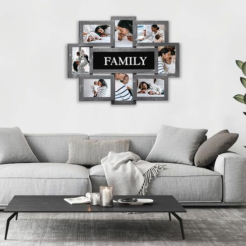 HELLO LAURA - إطارات الصور العائلية لديكور الحائط الكولاج 8 إطارات صور مجمعة للجدار مقاس 4×6 إطار صورة مجمعة إطار معرض للتعليق على الحائط لغرفة المعيشة وغرفة النوم - رمادي in Kuwait