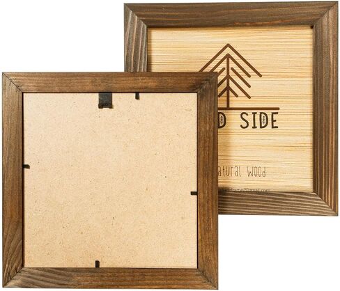 Rustic Wooden Square Picture Frame 12x12 Inch - 100% Natural Solid Eco Distressed Wood for Wall Mounting Photo Frame - Brown Wenge in Saudi Arabia
