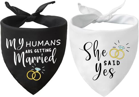 MiCa Direct My Humans are Getting Married She Said Yes Dog Bandana - Wedding Engagement Photos - Pet Scarf Accessories - Pet Accessories for Dog Lovers - 2 PCS in Kuwait