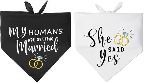 MiCa Direct My Humans are Getting Married She Said Yes Dog Bandana - Wedding Engagement Photos - Pet Scarf Accessories - Pet Accessories for Dog Lovers - 2 PCS in Kuwait