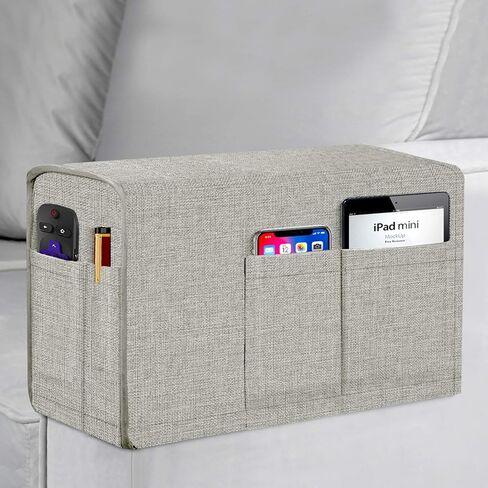 أغطية مسند الذراع من الكتان لغرفة المعيشة مضادة للانزلاق وواقي ذراع للأريكة للكلاب والقطط والحيوانات الأليفة وغطاء كرسي للكرسي مع 4 جيوب للتحكم عن بعد للتلفزيون والهاتف، مجموعة من قطعة واحدة، لون أسود in Kuwait