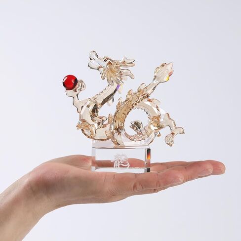 Crystal Dragon Loong Realistic Animal Art Figurine Collection Table top Ornament Statue Home Decor (Gold) in Kuwait