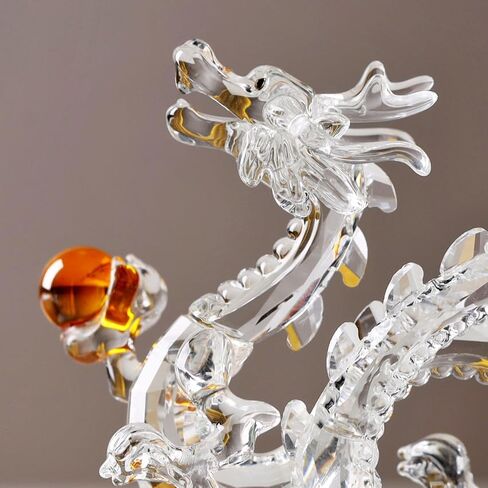 Crystal Dragon Loong Realistic Animal Art Figurine Collection Table top Ornament Statue Home Decor (Gold) in Kuwait
