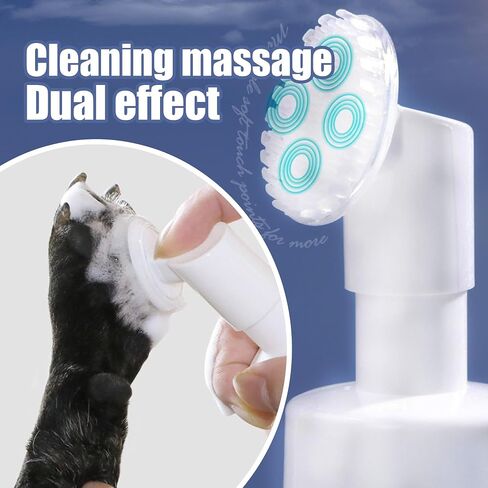 WUKALAKA Dog Paw Cleaner | No-Rinse Foaming Cleanser | Pet Grooming Brush for Dog feet Cleaner | Gentle, All Natural Pet Paw Cleaner Quickly Cleans | 1PCS Bottle with Silicone Bristle Brush in Saudi Arabia