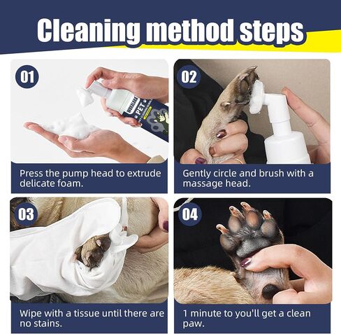 WUKALAKA Dog Paw Cleaner | No-Rinse Foaming Cleanser | Pet Grooming Brush for Dog feet Cleaner | Gentle, All Natural Pet Paw Cleaner Quickly Cleans | 1PCS Bottle with Silicone Bristle Brush in Saudi Arabia