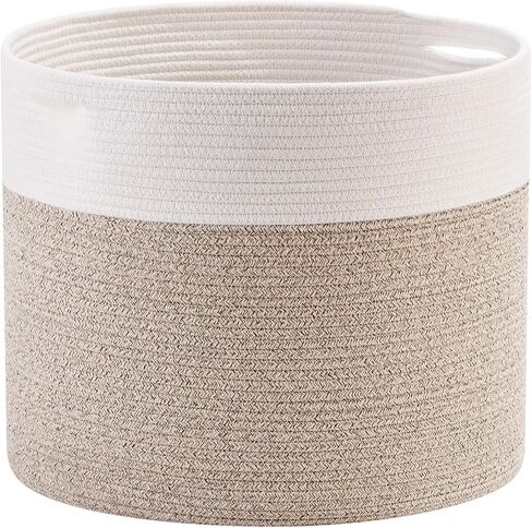 مينتوود ديزاين سلة كبيرة من الحبال القطنية المزخرفة مقاس 17 × 15 انش، سلة بطانية لغرفة المعيشة، سلة غسيل منسوجة، سلة تخزين الالعاب، سلة دائرية كبيرة للوسائد والاغطية والمناشف in Kuwait