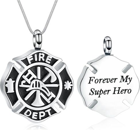 memorial jewelry Firefighter Fire Dept Round Cremation Pendant Cremation Jewelry for Ashes in Saudi Arabia