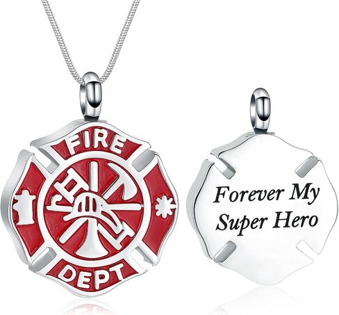 memorial jewelry Firefighter Fire Dept Round Cremation Pendant Cremation Jewelry for Ashes in Saudi Arabia