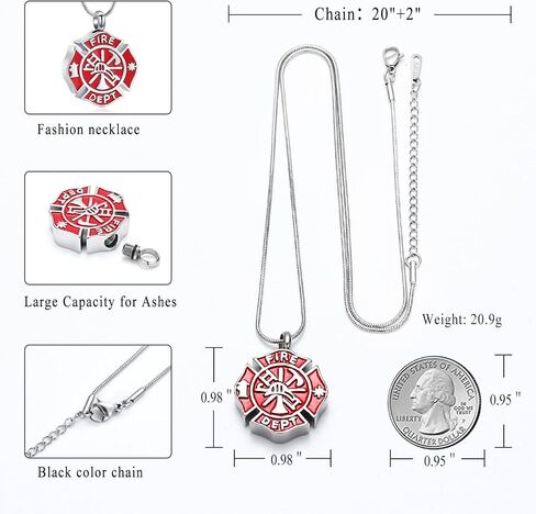 memorial jewelry Firefighter Fire Dept Round Cremation Pendant Cremation Jewelry for Ashes in Saudi Arabia