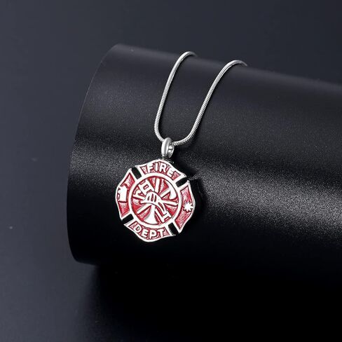 memorial jewelry Firefighter Fire Dept Round Cremation Pendant Cremation Jewelry for Ashes in Saudi Arabia