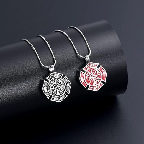 memorial jewelry Firefighter Fire Dept Round Cremation Pendant Cremation Jewelry for Ashes in Saudi Arabia