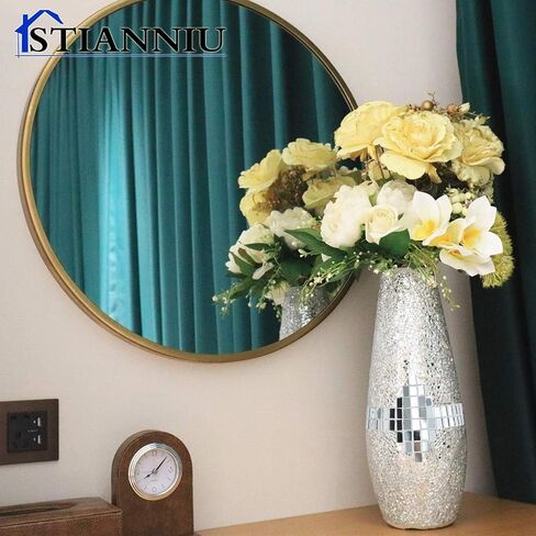 Decorative Shine Vase Stunning Handmade Mosaic Crackle Glass House Decor Table Centerpieces Modern Room Decoration (Silver) in Saudi Arabia