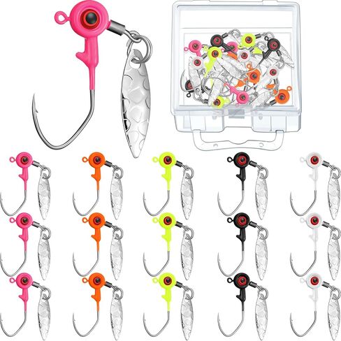 15 Pieces Fishing Jig Heads Kit Fishing Jig Head Hooks Jig Hook Lure Fishing Jigs with Plastic Box for Bass and Crappie in Saudi Arabia
