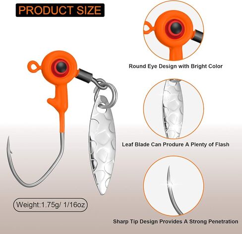 15 Pieces Fishing Jig Heads Kit Fishing Jig Head Hooks Jig Hook Lure Fishing Jigs with Plastic Box for Bass and Crappie in Saudi Arabia