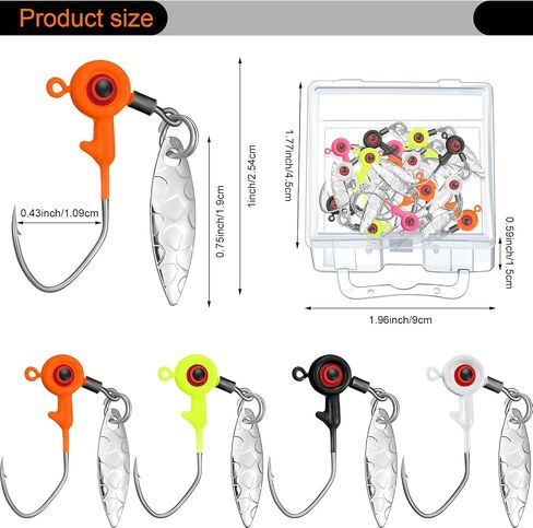 15 Pieces Fishing Jig Heads Kit Fishing Jig Head Hooks Jig Hook Lure Fishing Jigs with Plastic Box for Bass and Crappie in Saudi Arabia