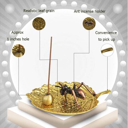 Incense Holder,Leaf Incense Holder for Sticks with One Ant Incense Stick Holder and One Cone Ash Catcher,Incense Burner Holder for Yoga Meditation and Home Décor in Kuwait