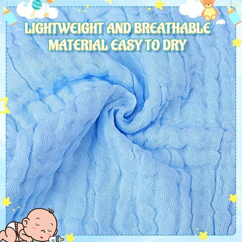 Tranqun 12 Pcs Muslin Burp Cloths 12 x 12 Inch Absorbent and Soft Baby Washcloths Cotton Baby Towels Multicolor Burping Cloths for Babies Newborn Baby Face Towels for Baby Registry Gift in Kuwait