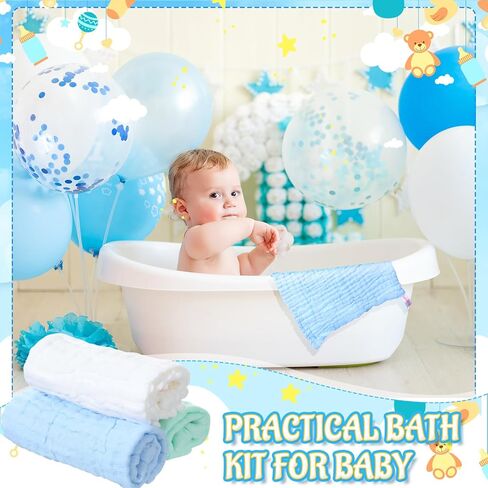 Tranqun 12 Pcs Muslin Burp Cloths 12 x 12 Inch Absorbent and Soft Baby Washcloths Cotton Baby Towels Multicolor Burping Cloths for Babies Newborn Baby Face Towels for Baby Registry Gift in Kuwait